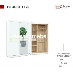 Lemari Pakaian Pintu Geser - Garvani ELTON SLD 120 WG / White Glossy